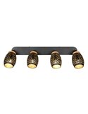 Regleta de Techo 4 Focos BIDAR Bombillas excl. 4x E14 max. 10W IP20 Negro/Oro