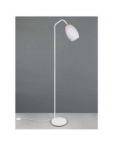 BIDAR Lampadaire Interrupteur à pédale Ampoule excl. 1x E27 max. 10W IP20 Blanc