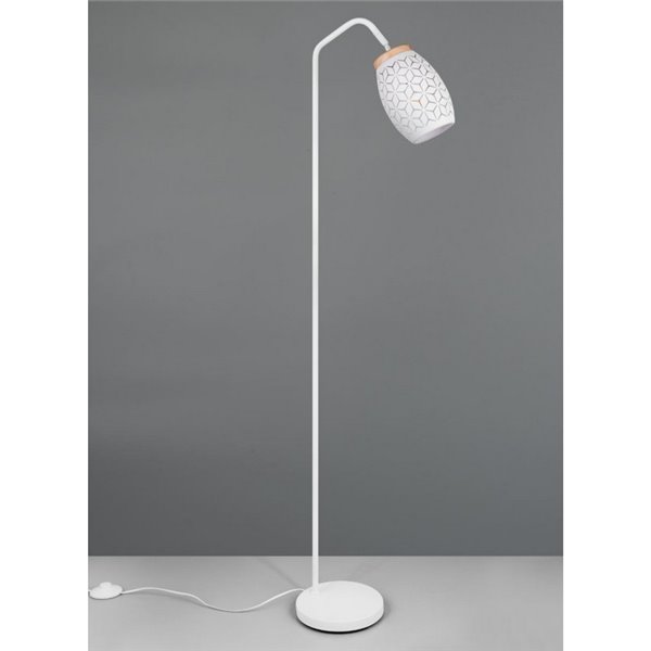 BIDAR Lampadaire Interrupteur à pédale Ampoule excl. 1x E27 max. 10W IP20 Blanc