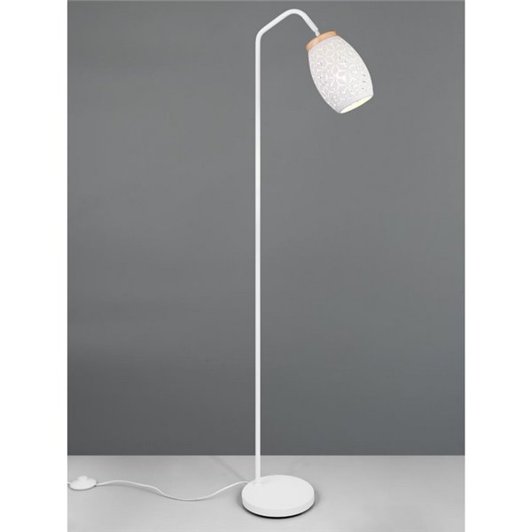 BIDAR Lampadaire Interrupteur à pédale Ampoule excl. 1x E27 max. 10W IP20 Blanc