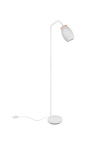 BIDAR Lampadaire Interrupteur à pédale Ampoule excl. 1x E27 max. 10W IP20 Blanc