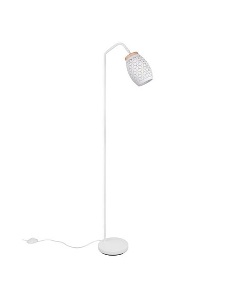 Lámpara de Pie BIDAR Interruptor de pedal Bombilla excl. 1x E27 max. 10W IP20 Blanco