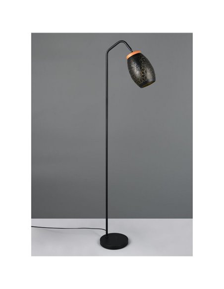 BIDAR Lampadaire Interrupteur à pédale Ampoule excl. 1x E27 max. 10W IP20 Noir/Or