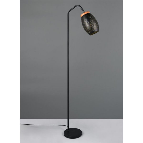 Lámpara de Pie BIDAR Interruptor de pedal Bombilla excl. 1x E27 max. 10W IP20 Negro/Oro