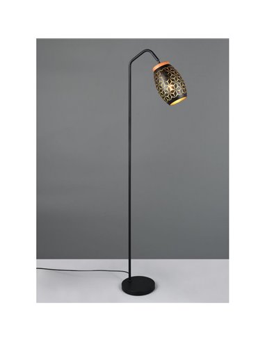 Lámpara de Pie BIDAR Interruptor de pedal Bombilla excl. 1x E27 max. 10W IP20 Negro/Oro