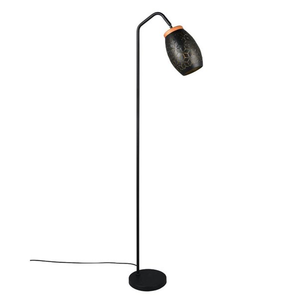 Lámpara de Pie BIDAR Interruptor de pedal Bombilla excl. 1x E27 max. 10W IP20 Negro/Oro