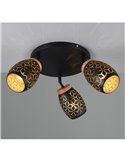 Plafón de Techo 3 Focos Orientables BIDAR Bombillas excl. 3x E14 max. 10W IP20 Negro/Oro