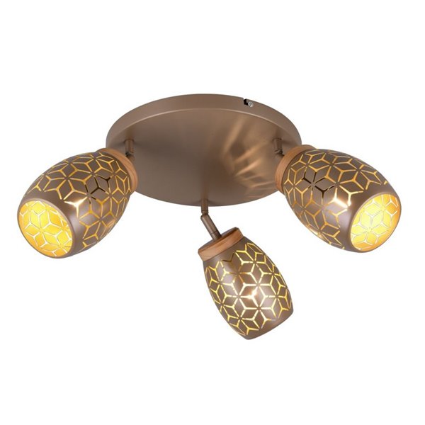 Plafonnier 3 Spots Flexibles BIDAR Ampoules excl. 3x E14 maximum. 10W IP20 Marron