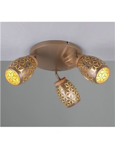 Candeeiro de teto 3 focos flexíveis BIDAR Lâmpadas excl. 3x E14 máx. 10W IP20 Castanho 2