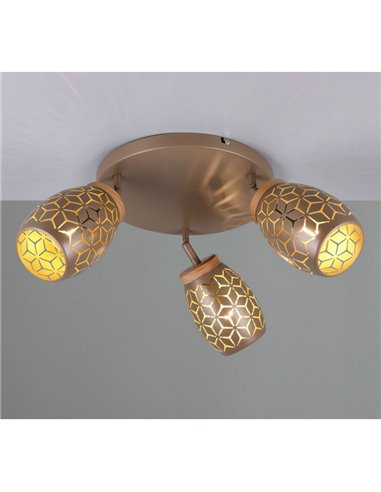 Plafonnier 3 Spots Flexibles BIDAR Ampoules excl. 3x E14 maximum. 10W IP20 Marron