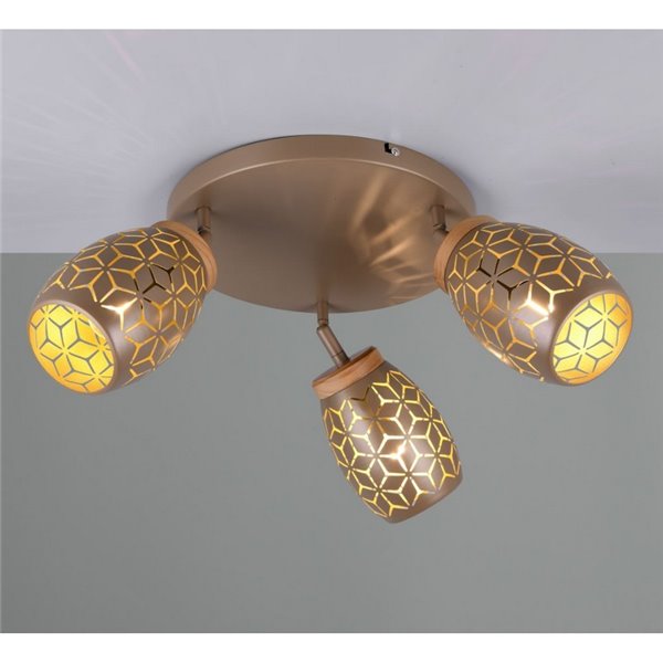 Plafonnier 3 Spots Flexibles BIDAR Ampoules excl. 3x E14 maximum. 10W IP20 Marron