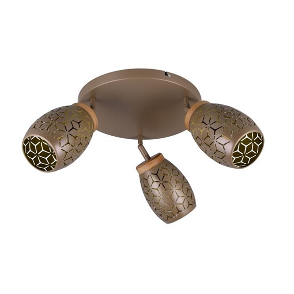 Plafonnier 3 Spots Flexibles BIDAR Ampoules excl. 3x E14 maximum. 10W IP20 Marron