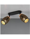Regleta de 2 Focos de Techo BIDAR Bombillas excl. 2x E14 max. 10W IP20 Negro/Oro
