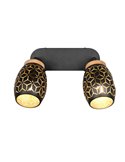 Regleta de 2 Focos de Techo BIDAR Bombillas excl. 2x E14 max. 10W IP20 Negro/Oro