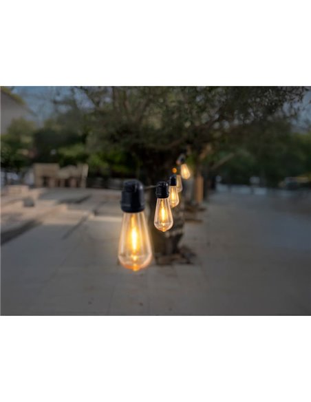 Pack de 10 Bombillas E27 para uso exterior e interior, de filamento, color ámbar, 220V ST64 1.5W 