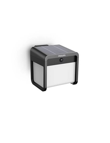 Aplique LED exterior solar con sensor de movimiento EZRA, negro 1,8W 250Lm, 3000K, IP44