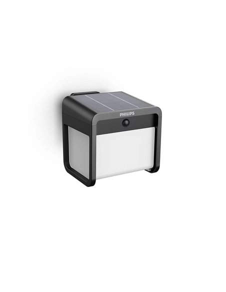 Aplique LED exterior solar con sensor de movimiento EZRA, negro 1,8W 250Lm, 3000K, IP44