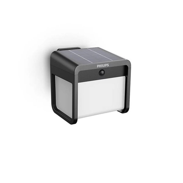 Aplique LED exterior solar con sensor de movimiento EZRA, negro 1,8W 250Lm, 3000K, IP44