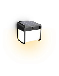 Aplique LED exterior solar con sensor de movimiento EZRA, negro 1,8W 250Lm, 3000K, 2