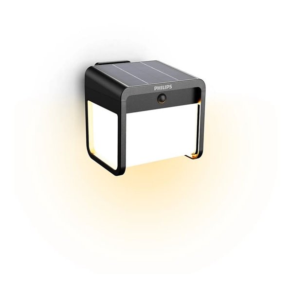 Aplique LED exterior solar con sensor de movimiento EZRA, negro 1,8W 250Lm, 3000K, IP44