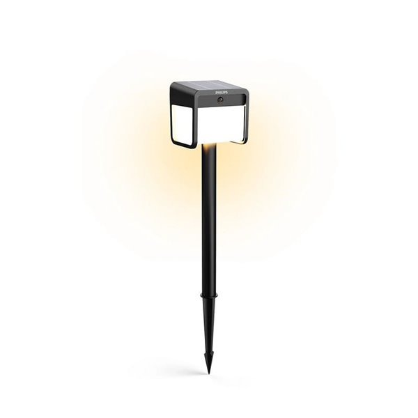 Pedestal LED exterior solar con sensor de movimiento EZRA, negro 1,8W 250Lm, 3000K, IP44