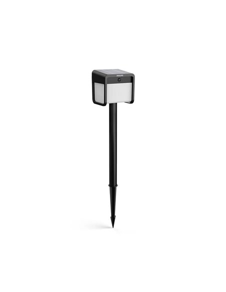 Pedestal LED exterior solar con sensor de movimiento EZRA, negro 1,8W 250Lm, 3000K, IP44