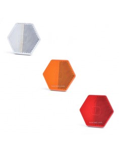 Catadióptrico Hexagonal Adhesivo 3 Colores Blanco Naranja y Rojo de Was | LeonLeds
