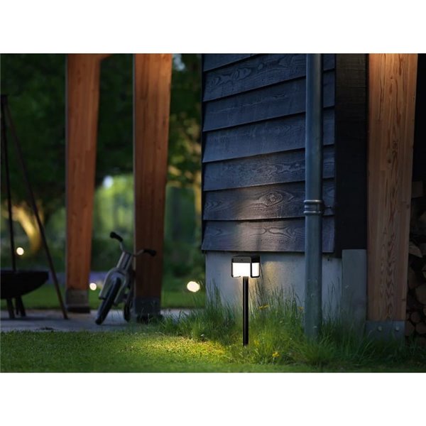 Pedestal LED exterior solar con sensor de movimiento EZRA, negro 1,8W 250Lm, 3000K, IP44