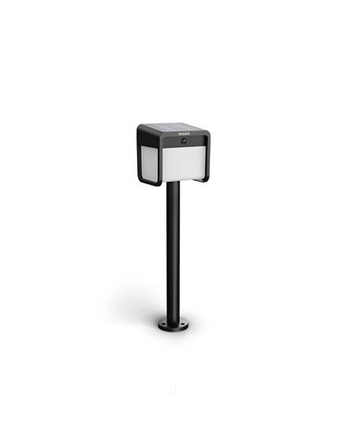 Pedestal LED exterior solar con sensor de movimiento EZRA, negro 1,8W 250Lm, 3000K, IP44