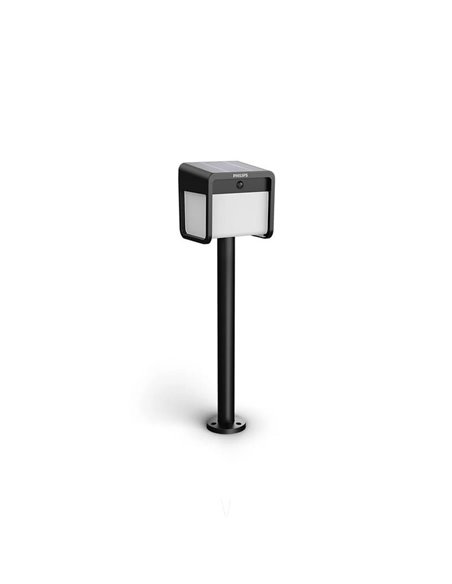 EZRA Solar LED Outdoor Pedestal Light com sensor de movimento, preto 1,8 W 250 Lm, 3000 K, IP44