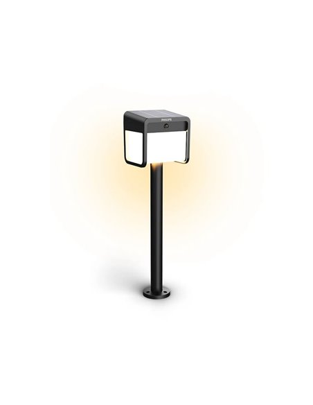 Pedestal LED exterior solar con sensor de movimiento EZRA, negro 1,8W 250Lm, 3000K, IP44