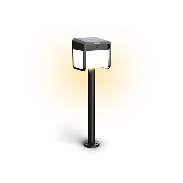 Pedestal LED exterior solar con sensor de movimiento EZRA, negro 1,8W 250Lm, 3000K, IP44