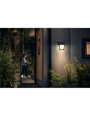 Aplique solar LED de exterior NISSA, con sensor de movimiento, negro 1,8W 250Lm, 3000K, IP44