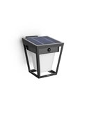 Aplique solar LED de exterior NISSA, con sensor de movimiento, negro 1,8W 250Lm, 3000K, IP44