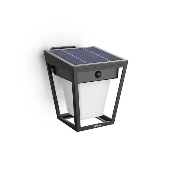 Aplique solar LED de exterior NISSA, con sensor de movimiento, negro 1,8W 250Lm, 3000K, IP44