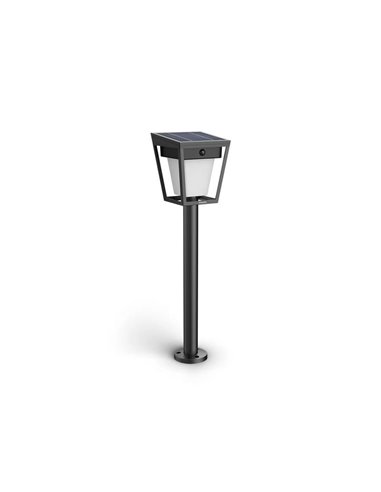 Pedestal LED de exterior solar NISSA, con sensor de movimiento, negro 1,8W 250Lm, 3000K, IP44