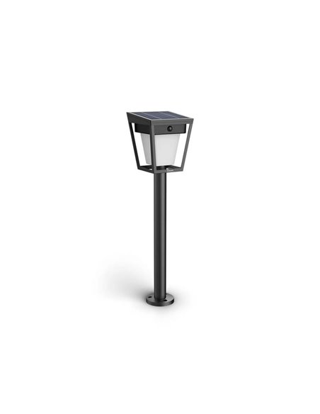 Pedestal LED de exterior solar NISSA, con sensor de movimiento, negro 1,8W 250Lm, 3000K, IP44