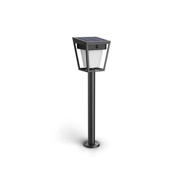 Pedestal LED de exterior solar NISSA, con sensor de movimiento, negro 1,8W 250Lm, 3000K, IP44
