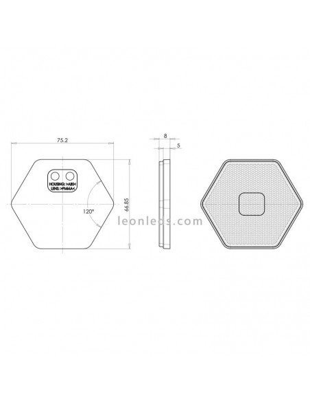 Réflecteur Adhésif Hexagonal 3 Couleurs Blanc Orange et Rouge par Was | leonleds