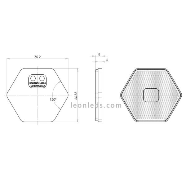 Réflecteur Adhésif Hexagonal 3 Couleurs Blanc Orange et Rouge par Was | leonleds