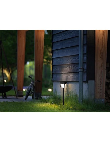 Pedestal LED de exterior solar NISSA, con sensor de movimiento, negro 1,8W 250Lm, 3000K, IP44