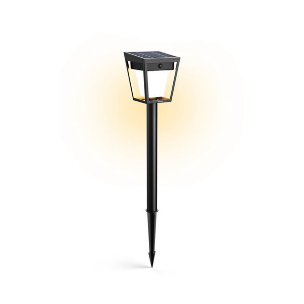 Pedestal LED de exterior solar NISSA, con sensor de movimiento, negro 1,8W 250Lm, 3000K, IP44