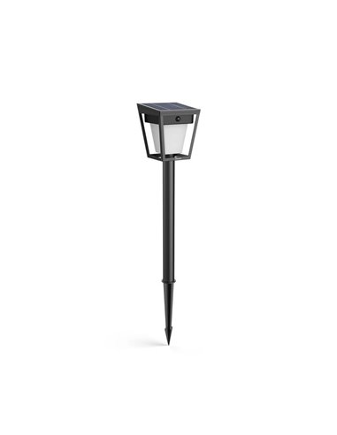 Pedestal LED de exterior solar NISSA, con sensor de movimiento, negro 1,8W 250Lm, 3000K, IP44
