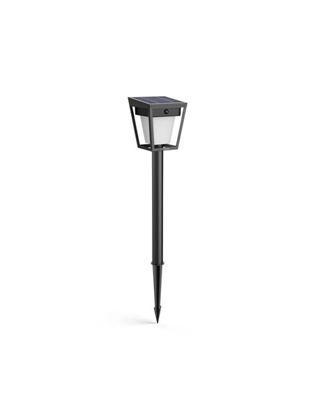 Pedestal LED de exterior solar NISSA, con sensor de movimiento, negro 1,8W 250Lm, 3000K, IP44