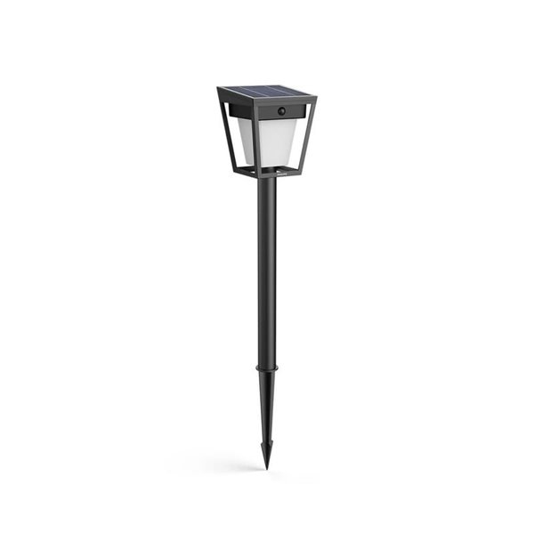 Pedestal LED de exterior solar NISSA, con sensor de movimiento, negro 1,8W 250Lm, 3000K, IP44