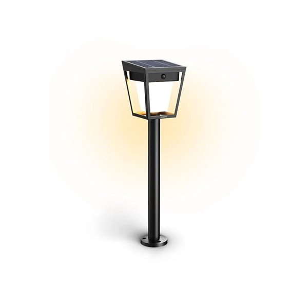 Pedestal LED de exterior solar NISSA, con sensor de movimiento, negro 1,8W 250Lm, 3000K, IP44