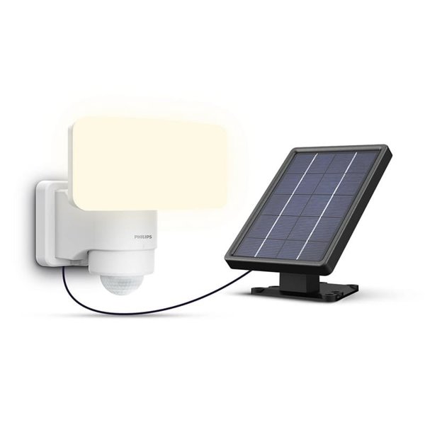 Aplique blanco con panel solar LED con sensor TYLUS ultraeficiente, 6W 3000K/5000K