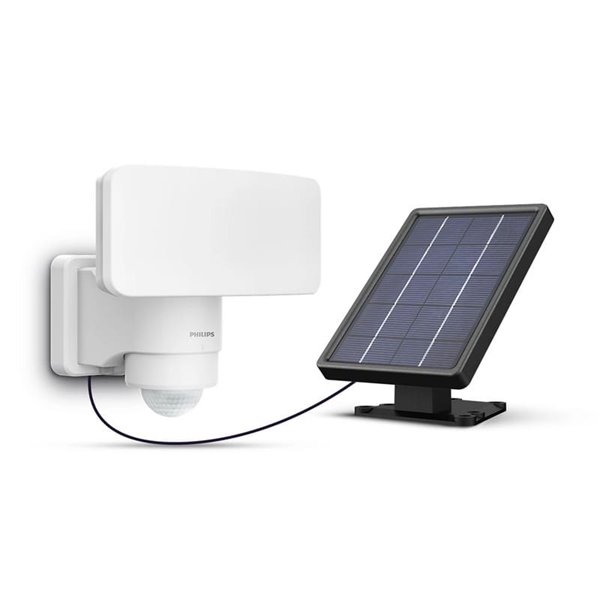 Luminária de parede branca com painel solar LED TYLUS ultraeficiente com sensor, 6W 3000K/5000K