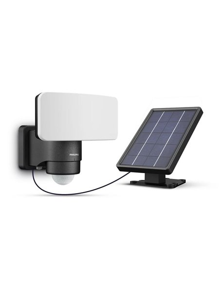 Luminária de parede preta com painel solar LED TYLUS ultraeficiente com sensor, 6W 3000K/5000K