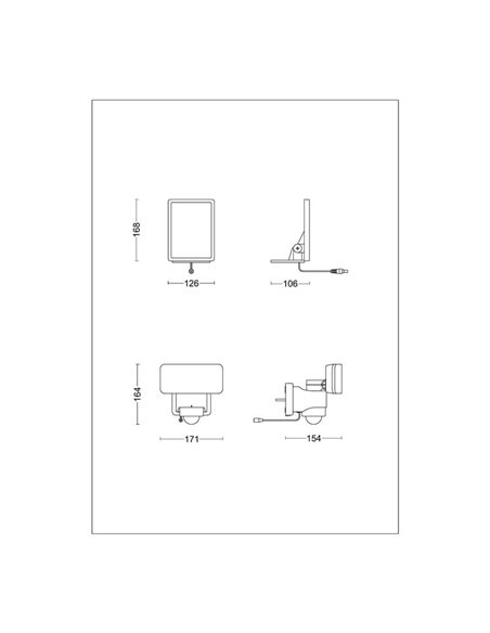 Luminária de parede preta com painel solar LED TYLUS ultraeficiente com sensor, 6W 3000K/5000K